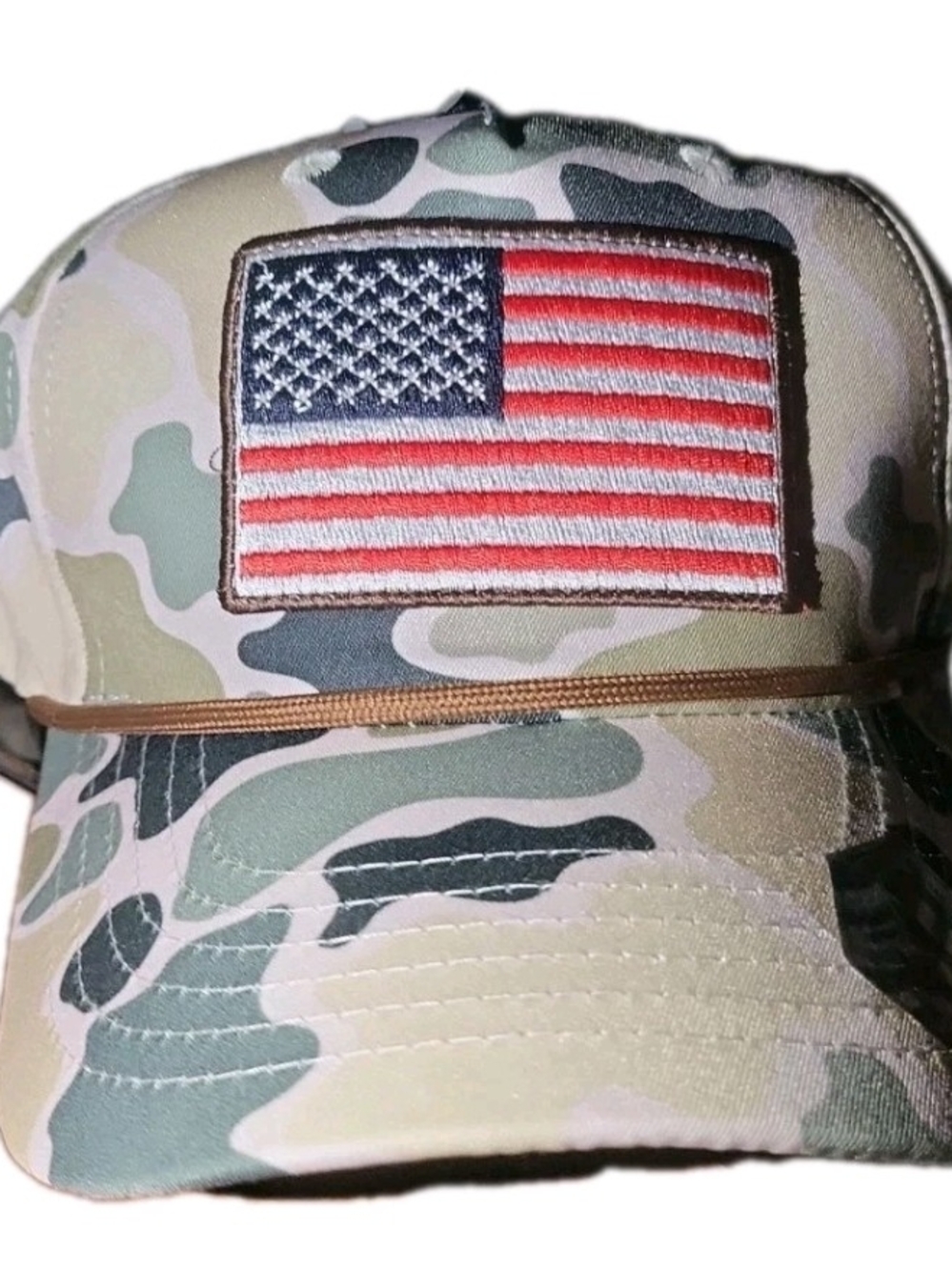 Runs Deep USA Camouflage American Flag Patch Adjustable Snapback Hat